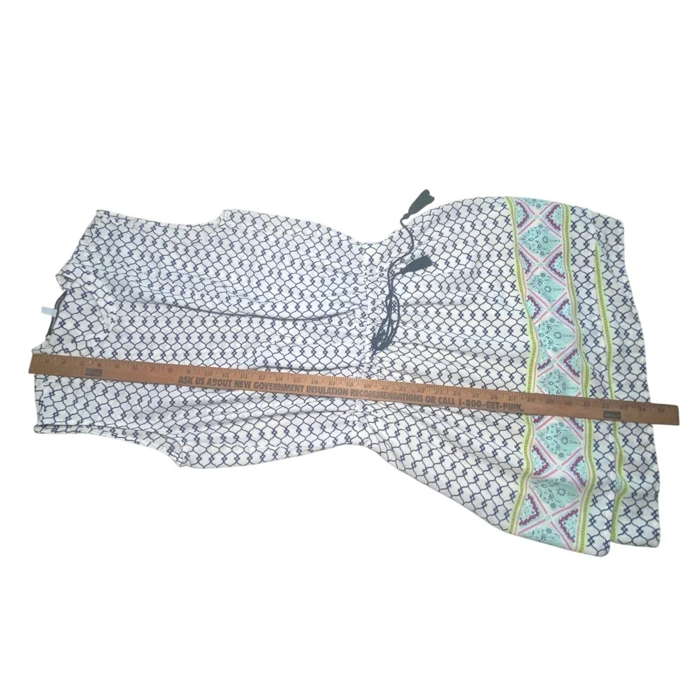 Collective Concepts Womens Navy White Geometric Boho Tassel Mini Dress - Picture 6 of 8